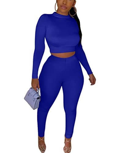 Kaximil Women's Workout Tracksuit Set Long Sleeve Crop Top High Waist Legging