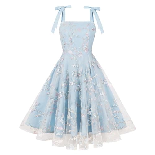 Vintage Embroidered Floral Tulle Prom Dress for Women