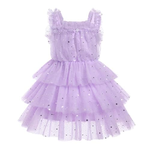 IMEKIS Toddler Girls Shiny Sequin Stars Birthday Tutu Dress 1-6T