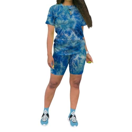 KINIKO Women's Casual Fashion Sports Suit Set - Short Sleeve Top and Pants