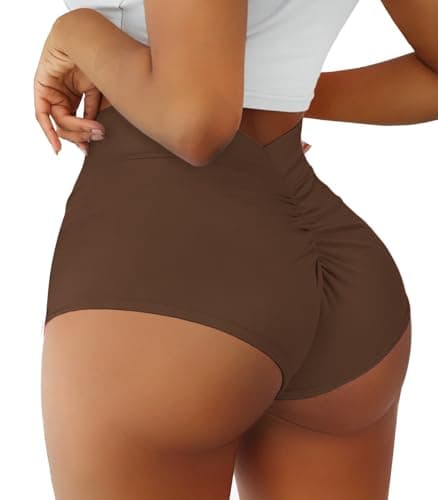 High Waist Yoga Booty Shorts for Women with V Back Scrunch - Butt Lifting Gym Bottoms