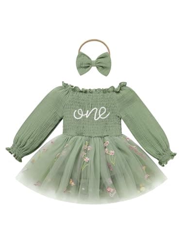 IDOPIP Strawberry Butterfly 1st Birthday Smocked Romper & Tutu Dress