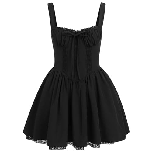 IMEKIS Women's Summer Lace Corset Mini Dress with Spaghetti Straps