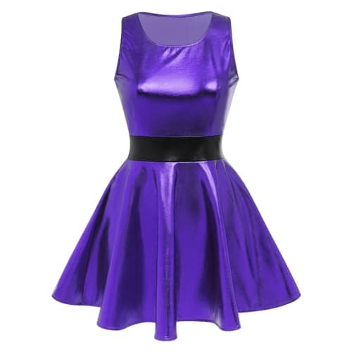 Anime Halloween Costume Metallic Skater Dress Outfit for Women and Girls