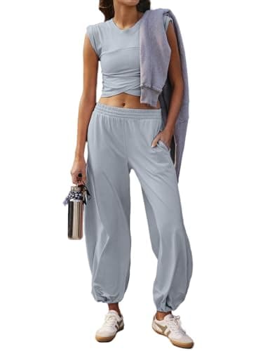 Glamaker Women's Two-Piece Athletic Set Casual Workout Tops & Sweatpants