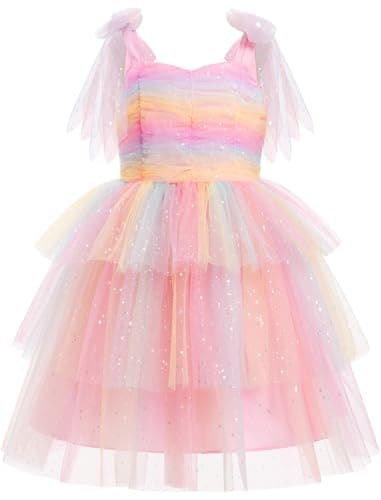 IMEKIS Shiny Heart Tulle Tutu Dress for Toddler Girls 4-10T