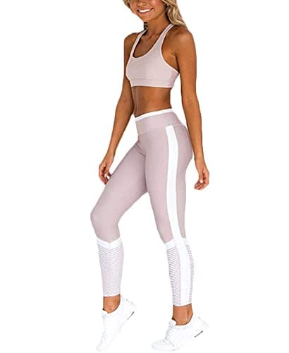 Hotexy Women's High Waisted Yoga Leggings & Stretch Sports Bra Set