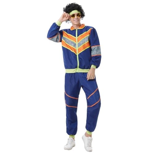 80s Workout Halloween Costume Color Block Windbreaker Outfit Set