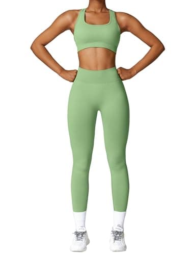 IMEKIS Women Workout Set: Sports Bra and High Waist Leggings Gym Fitness Tracksuit