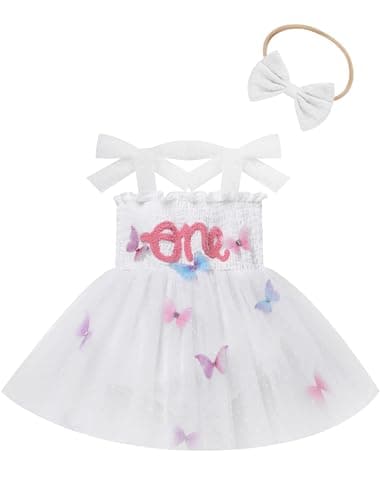 FYMNSI Baby Girl 1st Birthday Cotton Tutu Jumpsuit Summer Dress