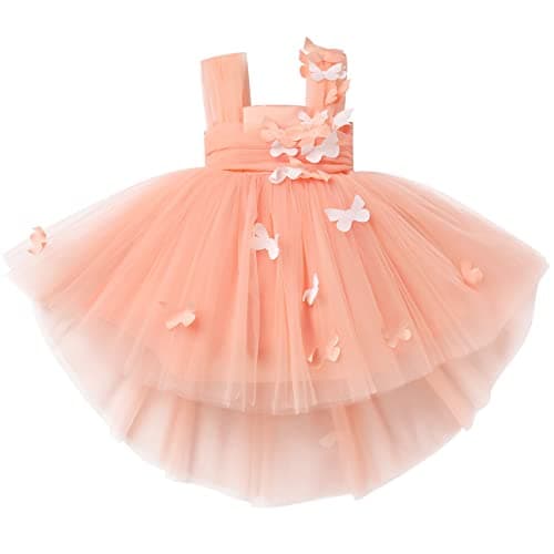 IMEKIS High Low Tulle Butterfly Dress for Toddler Girls Formal Events