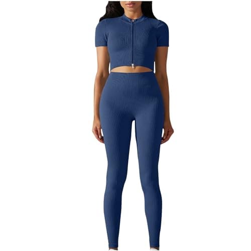 Fartey Women's Matching Workout Set High Waist Leggings & Zip Up Tops