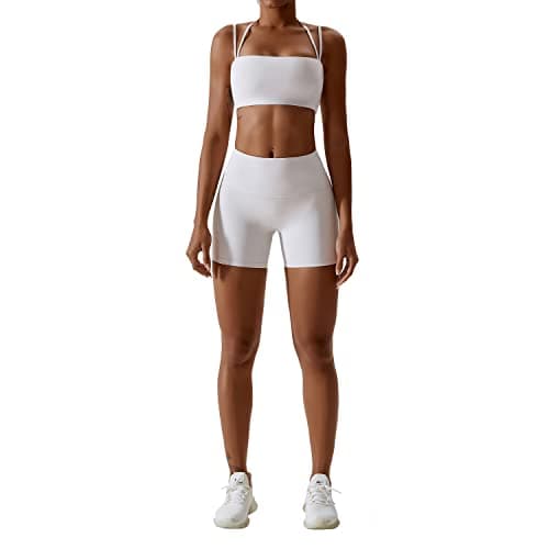 IMEKIS Women's Yoga Set Crop Top and Biker Shorts Tracksuit