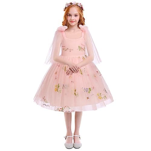 IDOPIP Backless Tulle Flower Girl Dress for Princess Birthday Weddings Bridesmaids