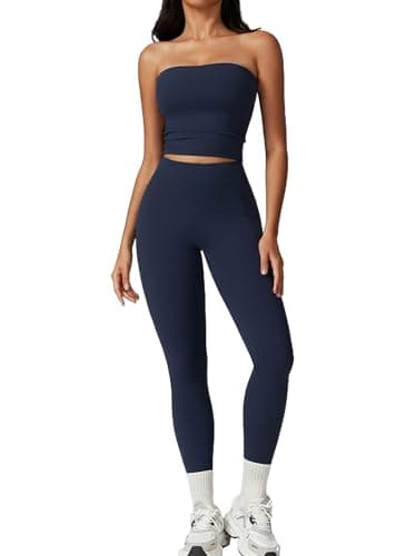 QB Workout Sets for Women: High Waist Leggings & Backless Sports Bra