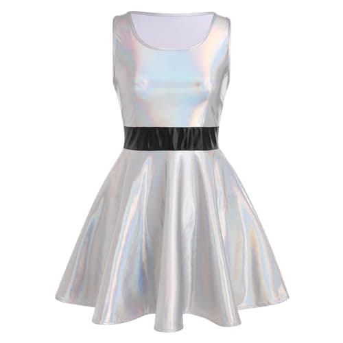 Anime Halloween Costume Metallic Skater Dress Outfit for Women and Girls