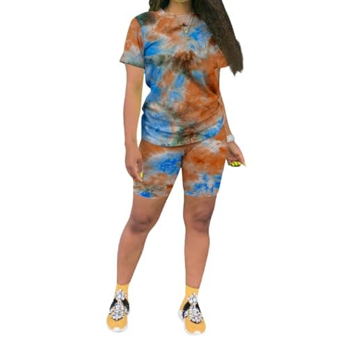 KINIKO Women's Casual Fashion Sports Suit Set - Short Sleeve Top and Pants