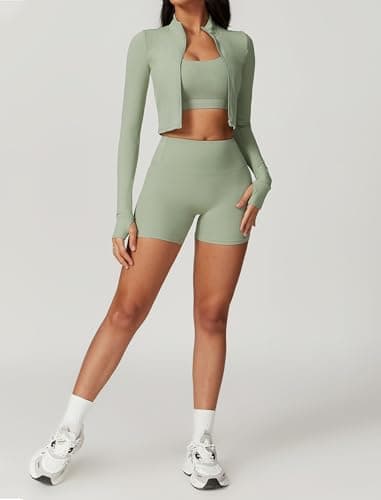 AGYMNX High Waisted Seamless Shorts Crop Top Gym Yoga Outfit