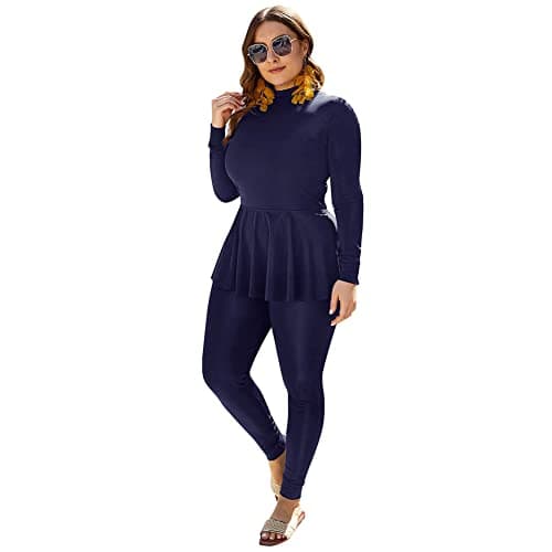 IMEKIS Plus Size Modest Muslim Burkini Bathing Suit