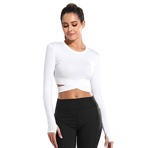 DREAM SLIM Women's Fitted Yoga Crop Tops for Running Gym