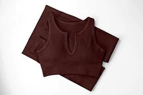 QINSEN Women's Workout Sets: Seamless Crop Tank and High Waist Yoga Leggings