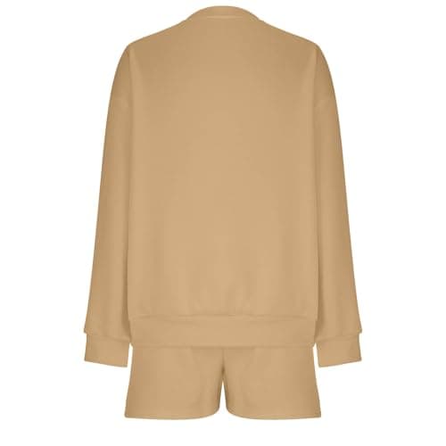 MXTPOV Women's 2024 Fall Two-Piece Outfit Long Sleeve Pullover Shorts Tracksuit