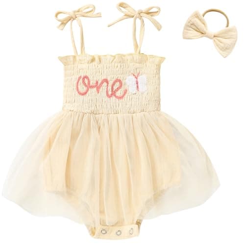 Baby Girl 1st Birthday Tulle Romper Cake Smash Outfits