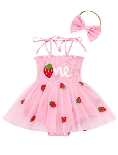 FYMNSI Baby Girl 1st Birthday Cotton Tutu Jumpsuit Summer Dress