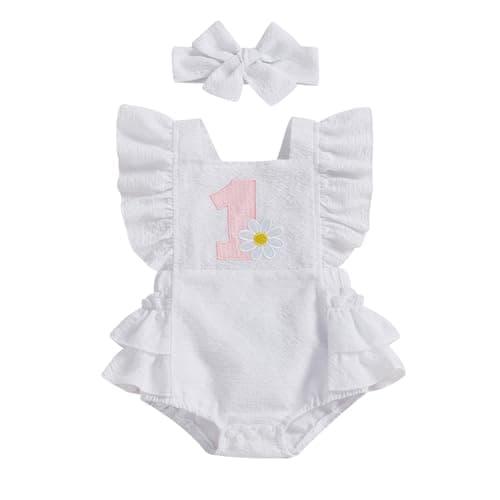 Amiblvowa Baby Girl Daisy Flower Romper for 1st Birthday Smash