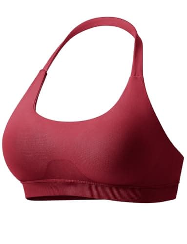 VOYJOY Women's Low Support Halter Workout Bra Seams-Free Yoga Crop Top