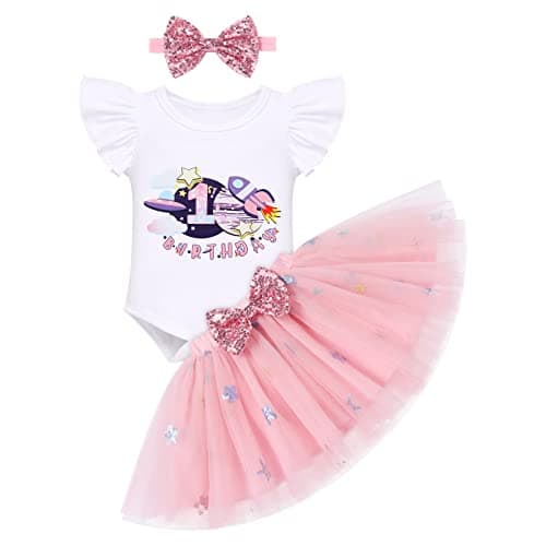 IMKIS Baby Space 1st Birthday Outfit: Romper, Tutu Skirt, Headband