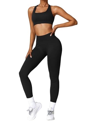 IMEKIS Women Workout Set: Sports Bra and High Waist Leggings Gym Fitness Tracksuit