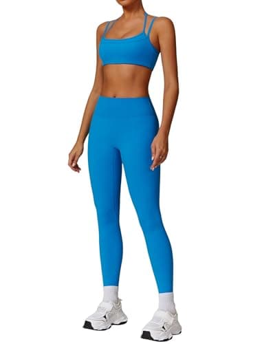 Women's QBGJTD 2-Piece Workout Set: Sport Bra & Scrunch High-Waist Leggings