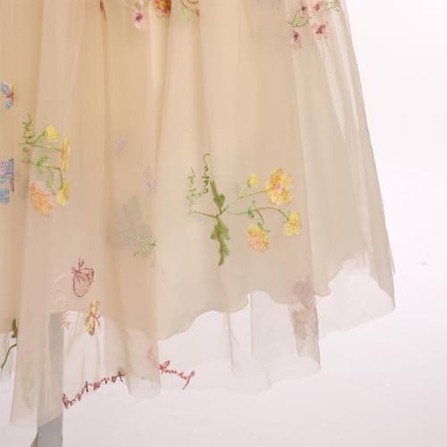 ODOLDI Baby Flower Girl Sleeveless Spaghetti Straps Floral Embroidered Birthday Dress