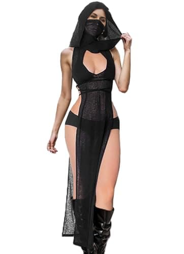 Milelook Goth High-Slit Sheer Mock Neck Sleeveless Coverup