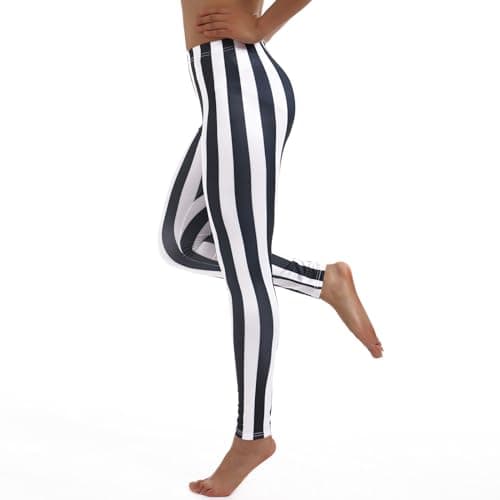 Women's Black and White Striped Leggings Halloween Costume