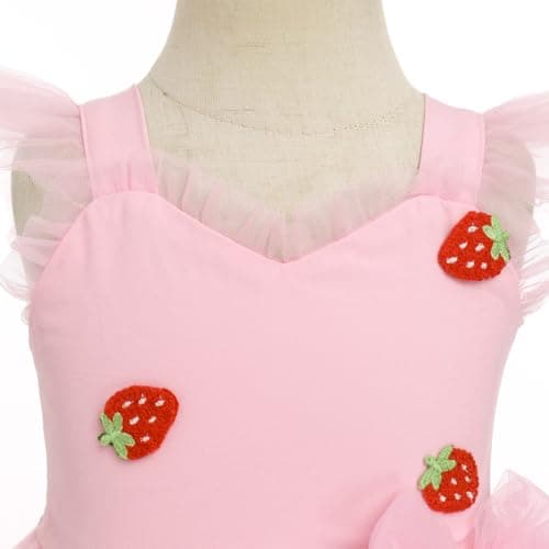 Toddler Girls Strawberry Floral Tulle Birthday Dress