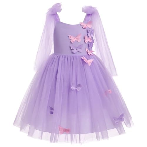 ODOLDI Baby Flower Girl Sleeveless Spaghetti Straps Floral Embroidered Birthday Dress