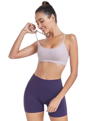 Women's Yoga Shorts and Strappy Sports Bra Set for Gym Workouts