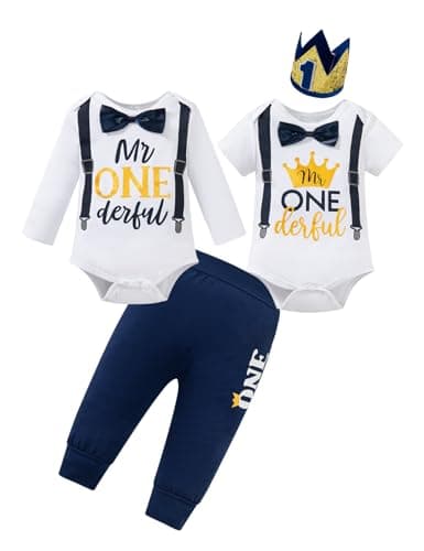 4PCs Newborn Baby 1st Birthday Outfit Boy Clothes Set