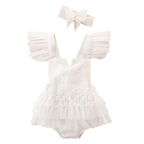 IMEKIS Baby Girls Boho Lace Romper Dress Newborn Outfits