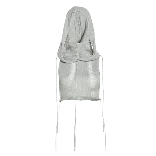 Women Knitted Sleeveless Hoodie Crop Top Streetwear Rave Outfit