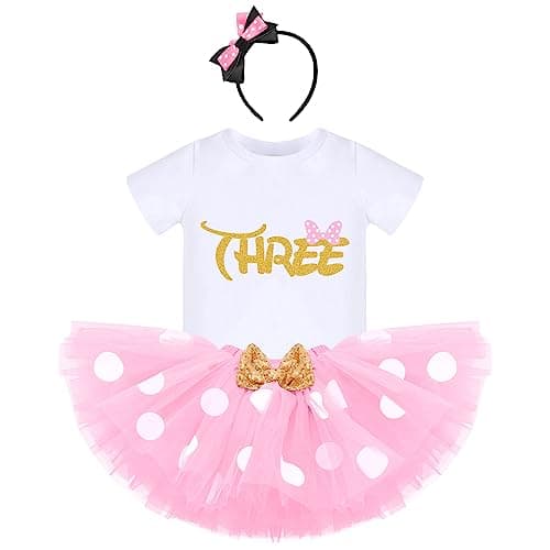 IBTOM CASTLE Polka Dots Romper Tutu Dress for Baby Girls Birthday Outfit