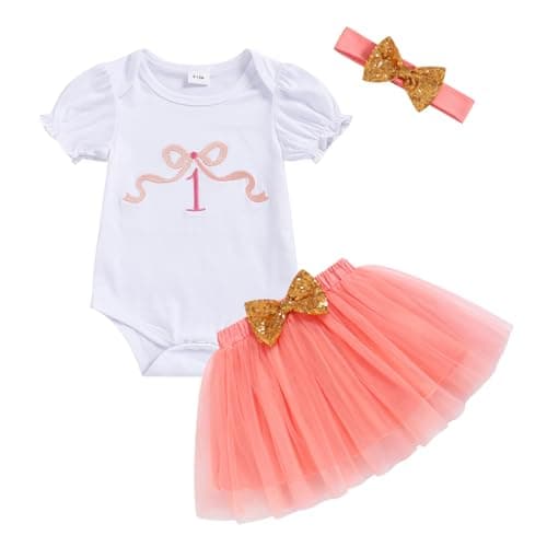 GRNSHTS Baby Girl 1st Birthday Cake Smash Tutu Outfit Set