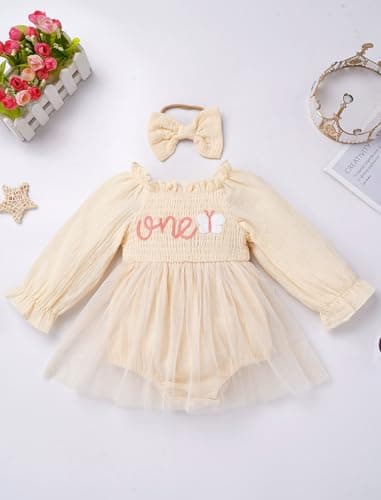 IMEKIS Baby Girl 1st Birthday Snowflake Romper & Headband Outfit