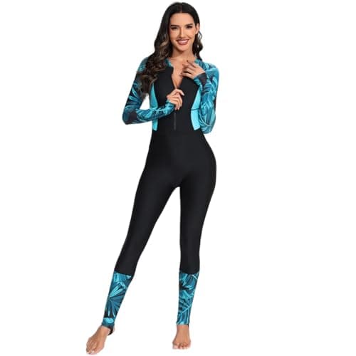 IMEKIS Women's Full Body Rash Guard Swimsuit with UV Protection and Floral Print