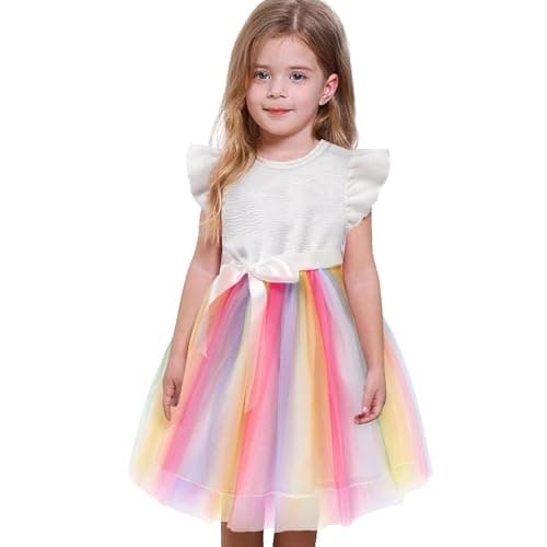 Sinhoon Toddler Girl Tulle Summer Ruffle Dresses 1-6Y