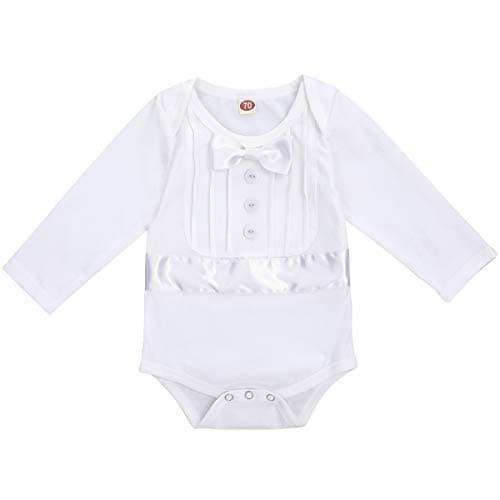 Baby Boys Christening Outfit Bowtie Romper Suit Set