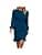 Elegant Long Puff Sleeve Slim Fit Short Dress for Women Crew Neck Ruched Ruffle Hem Bodycon Cocktail Party Dress