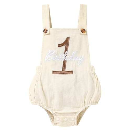 Solid Color 1st Birthday Romper for Baby Boys and Girls